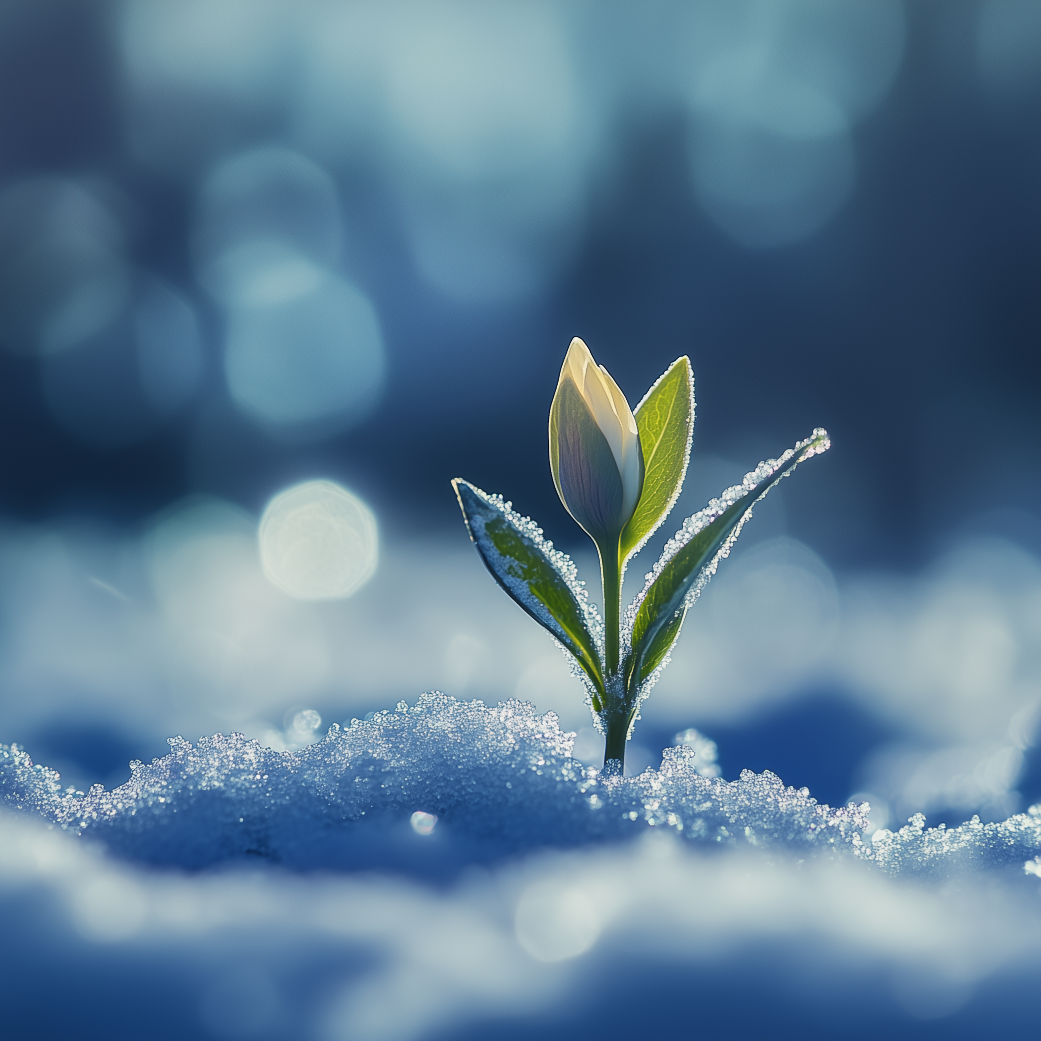 kryddmyntan_A_flower_bud_growing_through_snow_HD_8K_realisitc_-_45a78f98-08a0-4908-a77b-1a60801da37b